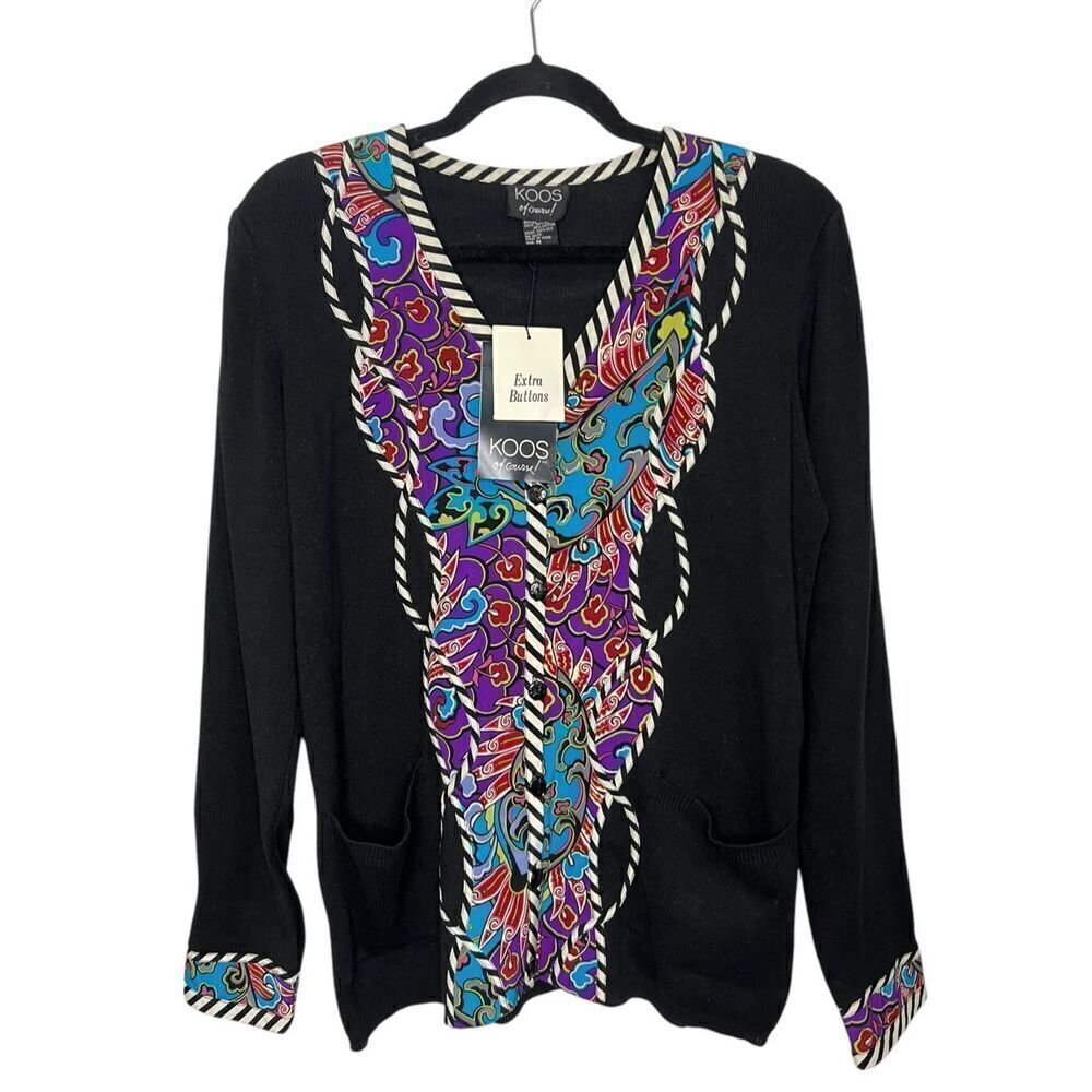 KOOS of Course Silk Button Cardigan Sweater Women’s Medium NEW